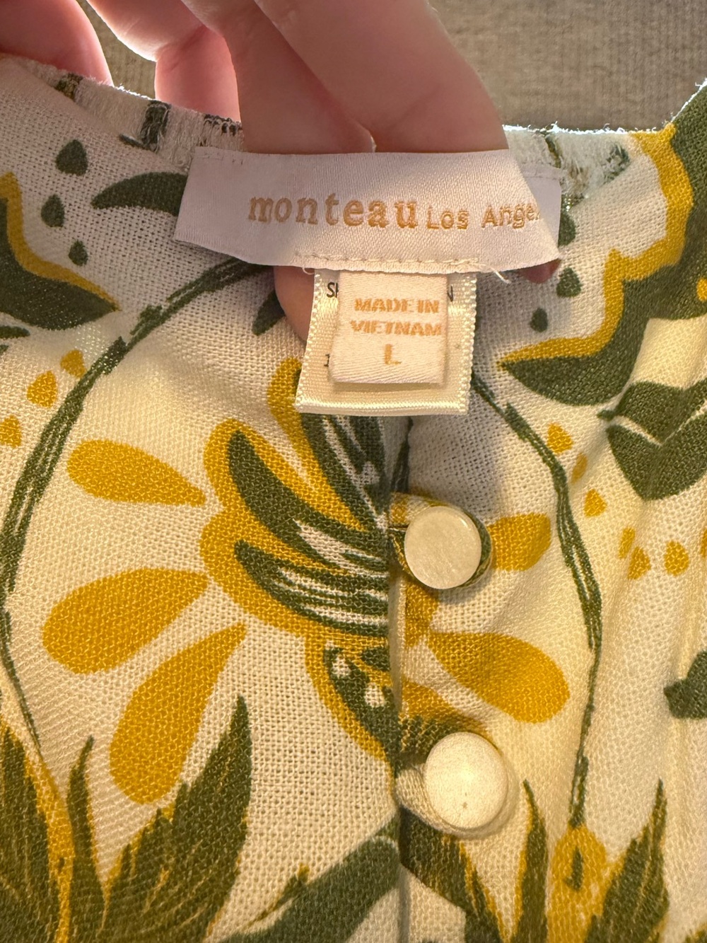 Tropical Palm Print Linen Maxi Slip Dress - Green, Yellow, and Tan - Picture 6 of 6